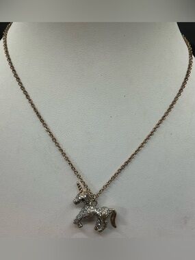 ZAD SPARKLING TWO TONE UNICORN PENDANT NECKLACE